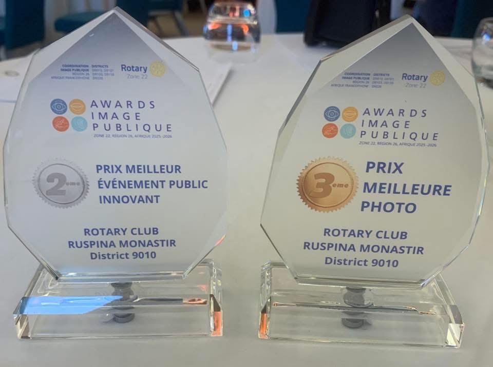 Deux Awards majeurs pour le Rotary Club Ruspina Monastir : une reconnaissance de notre impact à l’échelle de la Zone 22